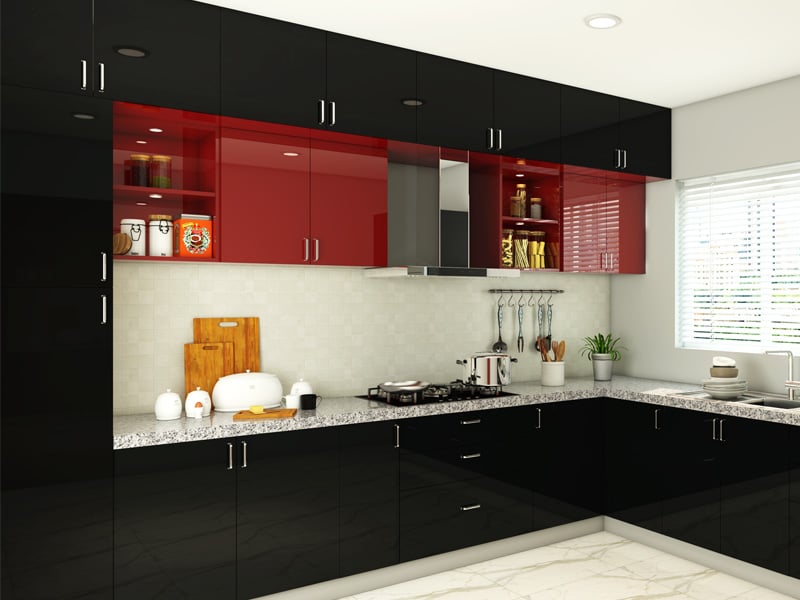 Dark Phoenix L-Shaped Modular Kitchen